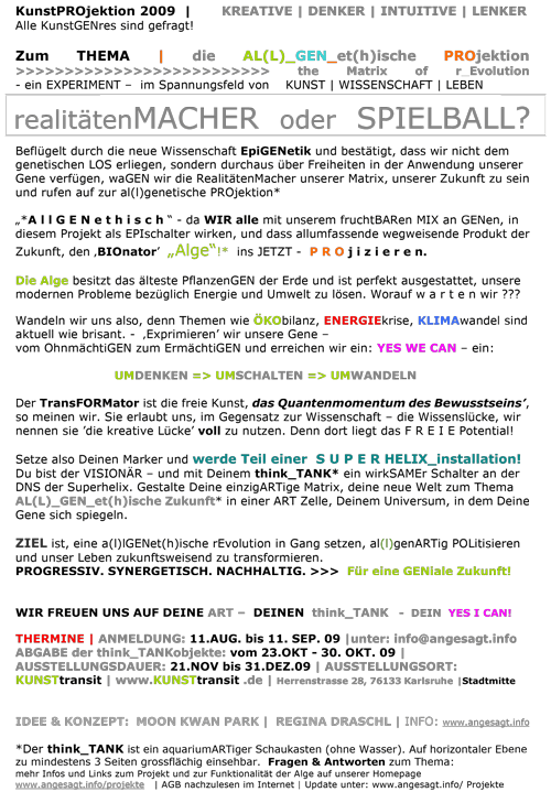 Ausschreibung KunstPROjektion 2009